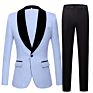 Mens Big Shawl Lapel 3 Pieces Set Pink Red Blue White Black Wedding Groom Suits Jacquard Banquet Tuxedo