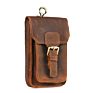 Mens Crazy Horse Leather Cell Phone Bag Waist Bag Outdoor Sports Head Layer Cowhide Vertical Section Pants Waist Hanging Bag