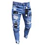 Men's Distressed Denim Pants Jeans Slim Fit Ripped Holes Pantalon Jeans Homme Pas Cher Broken Skinny Jeans for Men