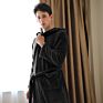 Mens Hooded Long Bath Robe Warm Plush Lightweight Robe Hotel Spa Robe for Men