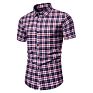 Men's Plaid Short-Sleeved Shirt Sports Style Youth Half-Sleeved Shirt Slim Camisas De Hombre