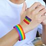 Men's Wristband Multi Color Rainbow Silicone Bracelet for Women Men Braided Chain Link Wristband