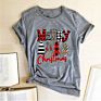 Merry Christmas Colorful Trees Printed T-Shirts Women Shirts for Women Casual Aesthetic Clothes Crew Neck Ladies Top Female