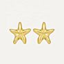 Milskye S925 Silver Jewelry for Party 18K Yellow Gold Plated Starfish Earrings