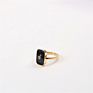 Mineral Jewelry 18K Gold Rectangle Gemstone Ring Statement Stone Aqua Chalcedony Ring Large Aquamarine Gold Ring