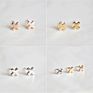 Minimalist Ear Silver Gold Color 4Mm Square round Triangle Cross Heart Shape Stainless Steel Stud Earrings