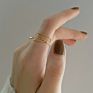 Minimalist Titanium Steel Geometric Three Layers Band Rings 18K Real Gold Plated Triple Wire Finger Rings