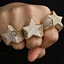 Mister Jewelry Made Iced Out Full Diamond Silver Plated Star Ring 925 Silver