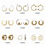 Modern Fancy Geometric C Shape Brass Stud Earrings Hoop Earrings