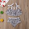 Mother Daughter Matching Bikini Set Leopard Print Ruffle Swimwear Bandage Swimsuit Family Bathing Suits