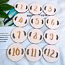 Multifunctional Wood Educational Play Milestone Disc Laser Engrave Wooden Discs Baby Milestone Cards Wooden with Family Love