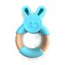 Mzl Cartoon Image Organic Silicone Bunny Teethers with Wood Ring