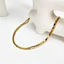 N0547 18K Gold Plated Titanium Steel Herringbone Chain Paperclip Chain Choker Mixed Chain Double Layered Necklace Unisex Jewelry