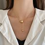 N0561 Design Ball Pendant Layered Necklace Women Dainty Stainless Steel Beaded Herringbone Chain Necklaces Jewelry