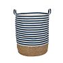 Natural Hamper Rush Grass Storage Basket and Polyester Basket Waterproof Dirty Laundry Bucket Clothes Storage Bask with Handle