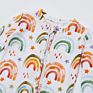 Newborn Boy Girl Print Rainbow Zipper up Bamboo Cotton Footie Baby Romper