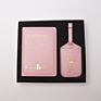 Newest Design Make Your Own Logo Pu Leather Pink Passport Holder and Pink Luggage Tag Gift Set