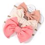 Newest Solid Bowknot Waffle Bullet Hairbands Fabric Nylon Style Infant Elastic Hair Accessories Hairband Baby Girl Headband Set