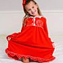Nightgown Red Monogram Nightie Ruffle Gown Dress Children's Kids Matching Christmas Pajamas for Family