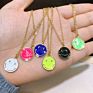 Gold Neon Smile Smiley Pendant Necklace