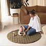 Non-Toxic Dark Green Plaid round Non-Skid Play Mats for Baby