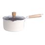 Nonstick Saucepan with Lid-16&18Cm Marble Coating Sauce Pan with Pour Spouts, Milk Pan & Pot with Bakelite Handle