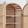 Nordic 2 Door Rattan Cane Wooden Tall Display Cabinet