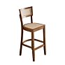 Nordic Design High Back Rattan Seat Antique Solid Wood Bar Chair