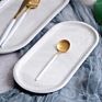 Nordic Western Food Plate Creative Marble Fish Plate Simple Melamine Frosted Oval Dish Dessert Plate