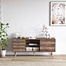 Nordic Wooden Tv Cabinet Stand with Drawers and Open Shelves