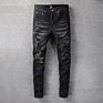 Nsz36 Black Jeans Damaged Pants for Men Elastic Men Designer Jeans