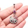 Nuoro Cute Cat Crystal Dangling Belly Button Ring with Women Kitty Cartoon Umbilical Stainless Steel Navel Piercing