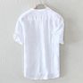 O-Neck Short Sleeve Boys Button up down Mens Dress Plain Free Size Solid Men's Shirts in All White Linen Shirt