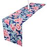 Oilproof Printed Blue Flower Outdoor Table Runner Printing Waterproof Zipper Table Runner