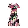One Customfashion Personality Sunflower Lotus Multi-Color Anime Pattern O-Neck Print Ladies Dress