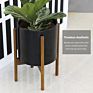 Outdoor Porcelain Planter Mid Century Large Luxury Marble Ceramic Flower Pots with Iron Stand and Drainage Hole