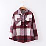 Oversized Design Plaid Color Shirt Coat Casual Women's Jackets with Pocket