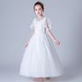 Party Wear White Formal Embroidered Sequin Fluffy Prom Wedding Flower Girls' Dresses First Communion