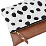 Personalized Abstract Convertible Sturdiness Durability Black White Dot Leather Clutch with Fold over Wristlet
