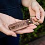 Genuine leather With Monogram Walnut KeyChain Father's Day Gift