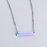 Personalized Name Stainless Steel Choker Necklace 18K Gold Plated Square Horizontal Blank Bar Pendant Necklaces Women