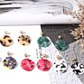 Personalized Tortoise Shell Curved Circle Dangle Earrings Acrylic Cellulose Acetate Irregular round Earrings