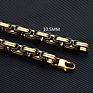 Plated Necklace Bracelet Chains Byzantine Jewelry Set and Black Manufacturers Dubai Stainless Steel for Mens 18K Gold