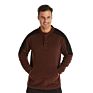 plus Size Button up round Neck Long Sleeve Fleece Brushed Heavyweight Pullover Sweatshirt with Kangaroo Pocket