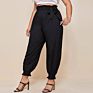 plus Size Elasticated Waist Women Harem Pants Casual High Waist Trousers with Bow for Ladies