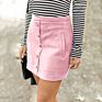 Polyester High Waist Button Mini Skirts Ladies Shorts Women's Skirt with Pockets