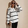 Popular Loose Sweater Causal Knitwear Striped Knitted Women Pullover