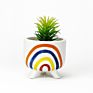 Porcelain Ceramic Hand Painted Rainbow Planter Pot with Legs