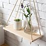 Premium Wood Swing Hanging Rope Wall Mounted Floating Shelves Plant Flower Pot Indoor Outdoor Decoration Simple Design