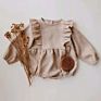 Products Organic Baby Girl Dark Pink Long Sleeve Crawl Pants with Hair Flower Hidden Button Children's Wear Wh